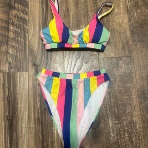Colorful Striped Bikini Set